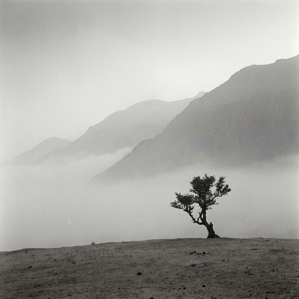 Misty mountains landscape